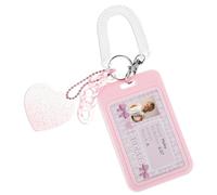 Amaxiu Support de Carte Photo en Acrylique de 7.6 cm, Cadre d'affichage pour Cartes Photo, Organisateur de Cartes avec Porte-clés Pendentif en Forme de cœur pour décoration(Rose)