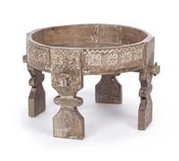 AMAYA - Table basse ronde en bois sculpté marron D50 Marron clair