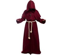 Amayar - Costume de soutane de moine avec capuche, bordeaux, XX-Large