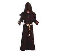 Amayar - Costume de soutane de moine avec capuche, marron, Large
