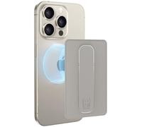 AMAYO - Porte-cartes magnétique pour téléphone portable MagSafe avec support pour doigts - Étui pour cartes de téléphone - Porte-monnaie - Support pour accessoires iPhone (beige)