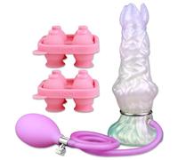 AMAZBEE Gode pondeur d'oeufs gonflable avec oeufs mous noeud de l'ovipositeur Jouet sexuel Godes insérables en silicone avec ventouse Tige texturée Jouet adulte pour la prostate (2 molds)