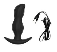 AMAZBEE Masseur électrique de prostate avec effet de choc Plug anal en silicone pour dilatation anale Plug anal portable avec base en forme de T (Cable)