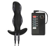 AMAZBEE Masseur électrique de prostate avec effet de choc Plug anal en silicone pour dilatation anale Plug anal portable avec base en forme de T (Host)