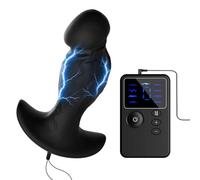 AMAZBEE Plug anal à décharge électrique pour stimulation prostatique, plug anal en silicone pour entraînement à la dilatation, extenseur anal bipolaire portable avec base en T (Host)