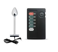 AMAZBEE Plug Anal Acier Inoxydable Choc Électrique Stimulateur Prostatique Plug Anal pour Homme Entraîneur Anal Jouets Sexuels Électrostimulation Plug Électrique (L)
