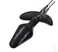 AMAZBEE Plug anal électrique en silicone pour hommes et femmes Plug anal portable avec base en T Plug anal effilé Sex toy pour massage de la prostate (no Host)