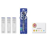 amazdone Uni Alpha Gel Switch Porte-mine 0,5 mm Corps Bleu marine (M51009GG1P.9) + mine de porte-mines Uni anti-taches HB 0,5 mm Lot de 3 notes adhésives