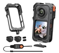 Amazear Cage de protection en métal pour accessoires Insta360 X6 avec base | Cage en aluminium de qualité supérieure pour Insta360 X6. Comprend une base rapide magnétique, un bouchon d'objectif sur