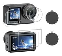 AMAZEAR Displayschutz & Objektiv Schutz für DJI Osmo Action 6 Zubehör -2x Display Schutzfolie aus Gehärtetem Glas & 2x Silikon Objektivkappen Set, HD | 9H Härte | Berührungsempfindlich | Linsenschutz