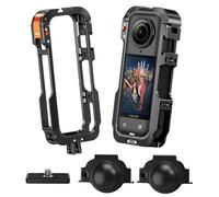 Amazear Étui de Protection métal Insta360 X5, Cadre Utilitaire, Construction Solide, Cage Aluminium Verrouillage Rapide,Gris Acier Métallisé