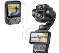 AMAZEAR Kit de Protection d'Écran pour DJI Osmo Pocket 4 Pro & Osmo Mobile 8P (4 Pièces) - 2x Verre Trempé pour Pocket 4P + 2x pour Écran FrameTap OM 8P, Dureté 9H, Ultra HD, Tactile, Sans Bulles