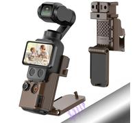 AMAZEAR Support magnétique pour DJI Osmo Pocket 4P/4/3, Accessoire Pocket4/3, Adaptateur d'extension magnétique,Support de boîtier à succion Aimant sur Bureau,Surface Verticale,Ajustable à 180°,marron