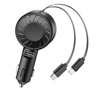 AmazeFan Chargeur de voiture rétractable - Mini chargeur de voiture 3 en 1 avec câble enroulable (80 cm) et port USB, adaptateur allume-cigare USB compatible avec iPhone 15Pro, iPad, Google Pixel,