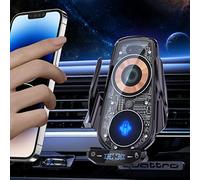 AmazeFan Chargeur de voiture sans fil 15 W - Support de téléphone de voiture rapide avec induction automatique Qi - Support de téléphone portable compatible avec iPhone, Google, Huawei (noir foncé)