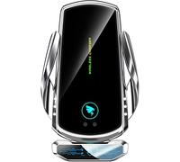AmazeFan Chargeur de Voiture sans Fil 15W Chargeur sans Fil pour téléphone Portable Rapide Compatible avec iPhone Samsung Huawei etc. Support de téléphone Portable de Voiture Rotation à 360°,Argent