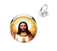 AMAZETEC Bagues réglables en verre avec inscription « Blessed Virgin Mary Mother of Baby »
