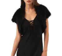 Amazhiyu Veste de mariée en fourrure, manches courtes, boléro pour femme, veste de mariage courte, étole en fausse fourrure, veste d'hiver cardigan ouvert à l'avant pour robe de soirée, mariage, fête,