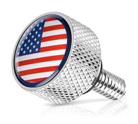 AMAZICHA Vis de siège arrière en acier inoxydable avec motif de drapeau - Filetage 6,35 mm - 20 - Compatible avec Harley Davidson Touring XG XL Dyna Softail Sportster CVO Fatbob 1997-2025 Chrome