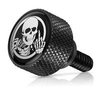 AMAZICHA Vis de siège arrière en acier inoxydable, motif tête de mort, noir, filetage 6,35 mm, compatible avec Harley Davidson Touring XG XL Dyna Softail Sportster CVO Fatbob 1997-2024