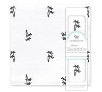 Amazing Baby by SwaddleDesigns, Couverture d'Emmaillotage pour Bébé en Mousseline de Coton, Palmiers, Noir, 116 x 116cm