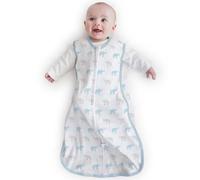 Amazing Baby by SwaddleDesigns, Gigoteuse en Coton avec Fermeture Éclair à Double Sens, Petits Éléphants, Bleu Pastel, Moyen, 6-12 Mois