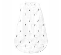 Amazing Baby by SwaddleDesigns, Gigoteuse en Mousseline pour Bébé avec Fermeture Éclair à Double Sens, Petites Plumes, Noir, Moyen, 6-12 Mois