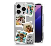 AMAZING Étui Personnalisé pour iPhone 16e - Coque Flexible en TPU - Personnalisez Votre Coque avec Images, Photos, Texte - Design Style Polaroid - 4 Photos