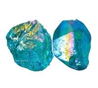 Amazing Gemstone Cristaux bruts et pierres de guérison, roches naturelles pour tumbling et bricolage (2 pièces), 2 Pieces, Quartz Aqua Aura