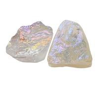 Amazing Gemstone Lot de 2 cristaux bruts à quartz Angel Aura et pierres de guérison - Pierres naturelles pour méditation et bricolage - Pierres brutes et cristaux