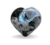 Amazing Gemstone Pierre de paume en forme de coeur en pierre de lune arc-en-ciel - Pierre de massage de poche contre les soucis pour l'équilibrage des chakras du corps, la guérison par le Reiki.