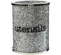 Amazing Gift Porte-ustensiles de cuisine en cristal de diamant éblouissant pour comptoir, organiseur d'ustensiles de cuisine, argenté, 13 cm x 16 cm