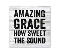 Amazing Grace How Sweet The Sound Plaque murale en bois prière familiale Panneau à suspendre Rétro Décoration murale pour la maison, la chambre à coucher, le salon, la salle de bain, cadeau de