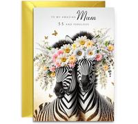 Amazing Mum Carte d'anniversaire 55 ans Motif zèbre pour femme 55 ans Avec enveloppe dorée Format A5