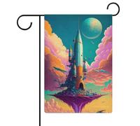 Amazing Rocket The Sea Flags Drapeau d'extérieur pour fête d'anniversaire de jardin 2026 pour maison, jardin, cour, clôture extérieure 12,6 pouces × 18,5 pouces