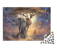 Amazing Savanna Elephant Puzzle 1000 Pièces Jouet De Défi Adultes Et Personnes Âgées De Plus De 12 Ans Puzzle De Plaisir Familial Défi Éducatif Cadeau De Décoration Intérieure 70x50cm/1000pcs