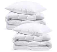 Amazinggirl Couette 200x135 cm - edredon Hiver 1 ou 2 Personne et couettes pour lit sans Housse Parure: 2 X Couette Blanche en Microfibre 135 x 200 cm avec 2 X Oreiller 80X80 cm Oeko-Tex