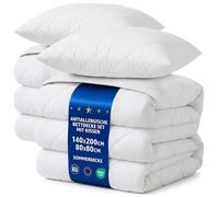 Amazinggirl Couette 200x140 cm - edredon été 1 ou 2 Personne et couettes pour lit sans Housse Parure: 2 X Couette Blanche en Microfibre 140 x 200 cm avec 2 Pièces d'Oreillers 80X80 cm Oeko-Tex