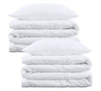 Amazinggirl Couette 200x140 cm - edredon Hiver 1 ou 2 Personne et couettes pour lit sans Housse Parure: 2 X Couette Blanche en Microfibre 140 x 200 cm avec 2 X Oreiller 80X80 cm Oeko-Tex