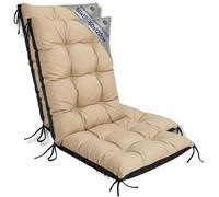 Amazinggirl Coussin Fauteuil Jardin Dossier Haut Set: 2X 50x120 cm - Coussins pour Chaises de Jardin & Fauteuil Extérieur Beige Coussin Chaise Exterieur Épais 10 cm avec Attaches