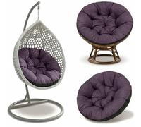 Amazinggirl Coussin Fauteuil Suspendu 110 cm - Coussin Oeuf Suspendu & Papasan Rond - Grande Assise déperlante rembourrée pour Jardin Terrasse Véranda Salon et Intérieur Bordeaux Aspect Lin