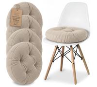 Amazinggirl Galette de Chaise Lot de 4 Coussins Assise Rond 40 cm - Dessus pour chaises Interieur Coussin Siege Doux et Lavable Galette scandinave Velours cotele Beige