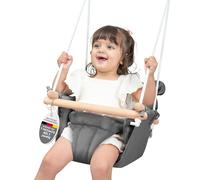AMAZINGs Balançoire bébé et enfant | Balançoire bébé évolutive Kit complet avec suspension pour intérieur et extérieur | Système de sangle 3 en 1 pour bébés et enfants de 7 mois à 3 ans - Gris