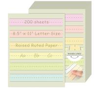 AmazingSpark Lot de 200 feuilles de papier à écriture à lignes surélevées 21,6 x 27,9 cm avec espacement de 2,8 cm, dysgraphie multisensorielle et support Adhd, tablette lignée primaire (écriture