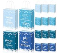 AmazingSpark Lot de 24 sacs cadeaux de Noël en papier avec poignée en forme de flocon de neige pour fête d'employé, associé, cadeau de fête d'hiver, cadeau de collègue de travail, équipe de classe