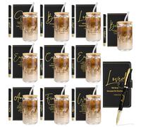 AmazingSpark Lot de 30 gobelets en verre avec couvercle à paille et verset de la Bible en cuir pour homme et femme - 473 ml - Cadeau religieux pour le clergé, l'église, la Saint-Valentin (noir)