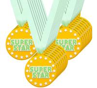 AmazingSpark Lot de 60 médailles Super Star en caoutchouc de 5,1 cm avec ruban pour encourager la participation de l'équipe pour trophée, récompense, compétition, remise de diplôme