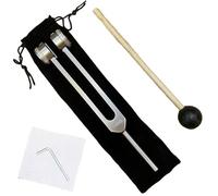 Amazleer Diapason Thérapeutique 128Hz en Alliage Aluminium avec Petite Clé, Marteau en Silicone et Sac en Flanelle (Argent)