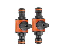 Amazleer Lot de 2 connecteurs de tuyau d'arrosage, valve de buse à double robinet pour connecteurs Hozelock ABS compatibles avec robinet Hozelock double connecteur bidirectionnel, valve d'arrêt