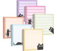 Amazleer Lot de 6 blocs de notes adhésives en forme de chat, 7,6 x 7,6 cm, pour bureau, école, planificateur quotidien et notes de réfrigérateur
